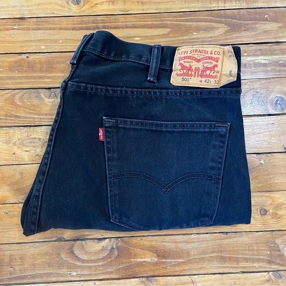 LEVI’S 501 men black button fly 100% cotton Plus size 42 - Picture 3 of 14